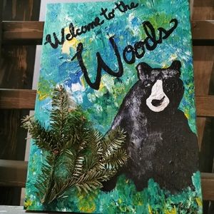 Acrylic Painting Welcome to the Woods art on wood